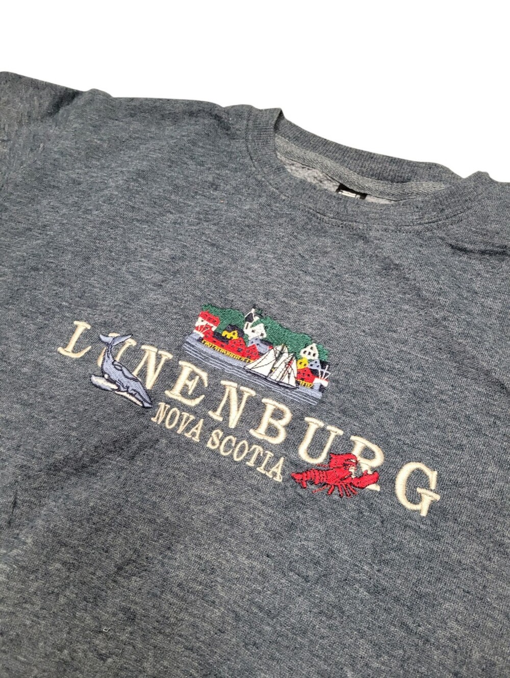 Y2K Grey Nova Scotia Embroidery Graphic Grey Sweatshirt Top Size: Small